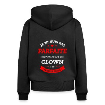CLOWN PARFAITE - Sweat à capuche zippé Premium bio Femme - noir - Dos - Julia (174cm)