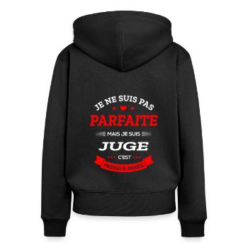 JUGE PARFAITE - Sweat à capuche zippé Premium bio Femme - noir - Dos - Julia (174cm)