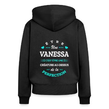 VANESSA PARFAITE - NOM VANESSA - Sweat à capuche zippé Premium bio Femme - noir - Dos - Julia (174cm)