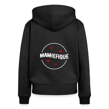 MAMIEFIQUE - MAMIE MAGNIFIQUE - Sweat à capuche zippé Premium bio Femme - noir - Dos - Julia (174cm)