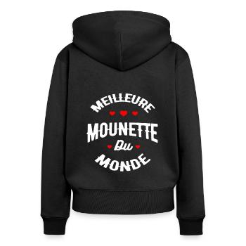 MEILLEURE MOUNETTE DU MONDE - Sweat à capuche zippé Premium bio Femme - noir - Dos - Julia (174cm)