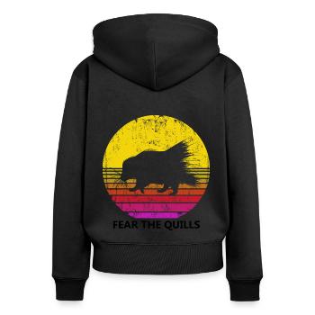 Stachelschweine Designs für Tierliebhaber Nagetier - Frauen Premium Bio Zip Hoodie - Schwarz - Hinten - Julia (174cm)