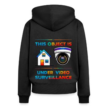 Surveillance des bâtiments - Sweat à capuche zippé Premium bio Femme - noir - Dos - Julia (174cm)