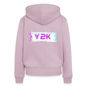 Cyber Glitch rétro Y2K - Sweat à capuche zippé Premium bio Femme - rose poudré - Dos - Julia (174cm)