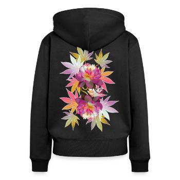 Lotus flowers - Women's Premium Organic Zip Hoodie - black - Back - Julia (174cm)