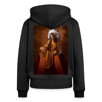 Chaman indien avec coiffe - Sweat à capuche zippé Premium bio Femme - noir - Dos - Julia (174cm)