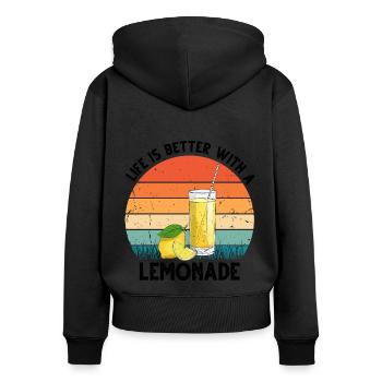 Lemon Design Lemonades Stand Boss Vente de citron - Sweat à capuche zippé Premium bio Femme - noir - Dos - Julia (174cm)