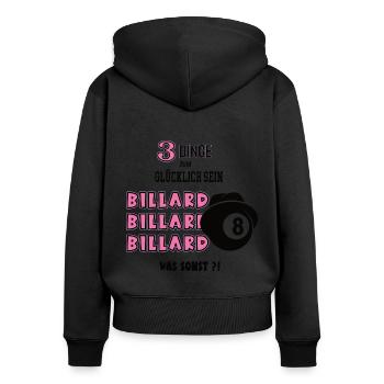 Billard Spielerin Billardspiel Billarderin Snooker - Frauen Premium Bio Zip Hoodie - Schwarz - Hinten - Julia (174cm)