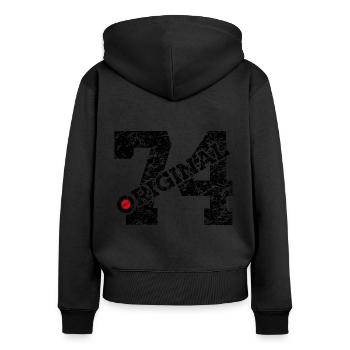 52E ANNIVERSAIRE 52 ANS ORIGINAL 1974 - Sweat à capuche zippé Premium bio Femme - noir - Dos - Julia (174cm)
