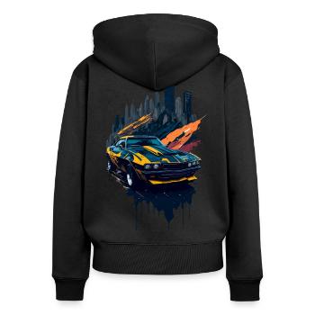 Klassischer Sportwagen - Frauen Premium Bio Zip Hoodie - Schwarz - Hinten - Julia (174cm)