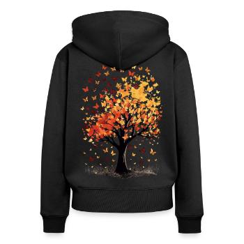 Ailes tombées de l’automne - Sweat à capuche zippé Premium bio Femme - noir - Dos - Julia (174cm)