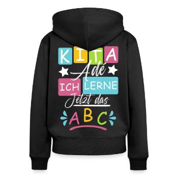 Kita Abgänger 2026 - Frauen Premium Bio Zip Hoodie - Schwarz - Hinten - Julia (174cm)