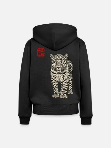 Leopard Asiatisch - Frauen Premium Bio Zip Hoodie - Schwarz