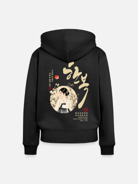 Modernes Hanbok-Design - Frauen Premium Bio Zip Hoodie - Schwarz