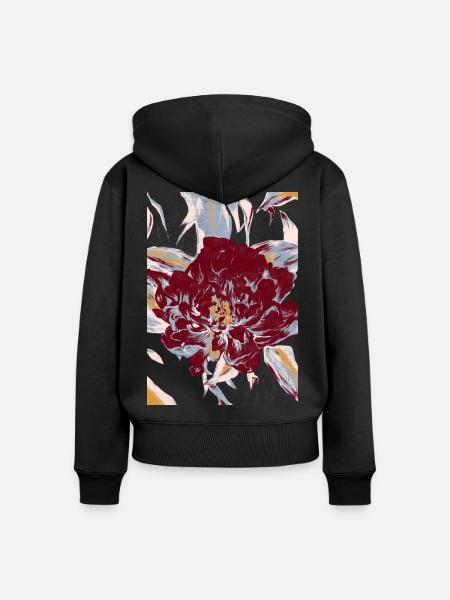ROTE PFINGSTROSE - Frauen Premium Bio Zip Hoodie - Schwarz