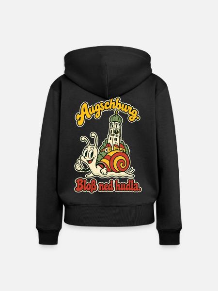 Augschburg Bloß ned hudla - Frauen Premium Bio Zip Hoodie - Schwarz