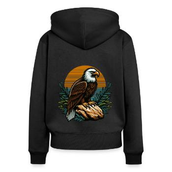 ADLER GREIFVOGEL HABICHT JÄGER FLUG MAJESTÄT FEDER - Frauen Premium Bio Zip Hoodie - Schwarz - Hinten - Julia (174cm)