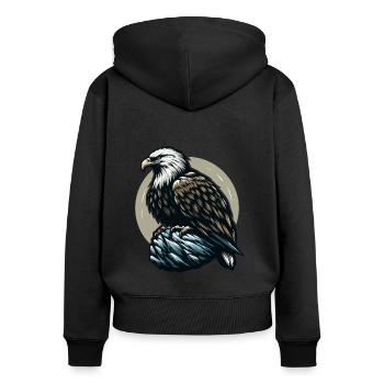 ADLER GREIFVOGEL HABICHT JÄGER FLUG MAJESTÄT FEDER - Frauen Premium Bio Zip Hoodie - Schwarz - Hinten - Julia (174cm)