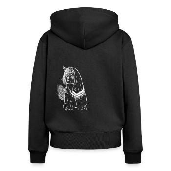 blockedTitle (Titre bloqué) - Sweat à capuche zippé Premium bio Femme - noir - Dos - Julia (174cm)