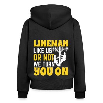Lineman Drôle Électricien Câble Lineman - Sweat à capuche zippé Premium bio Femme - noir - Dos - Julia (174cm)