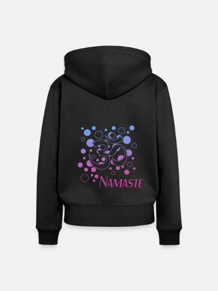 Namaste - Frauen Premium Bio Zip Hoodie - Schwarz