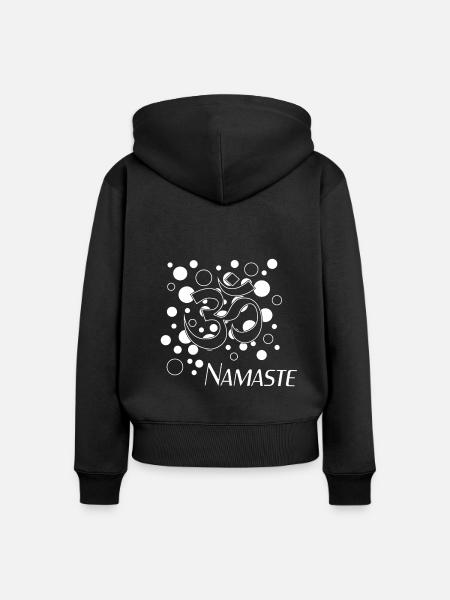 Namaste - Frauen Premium Bio Zip Hoodie - Schwarz