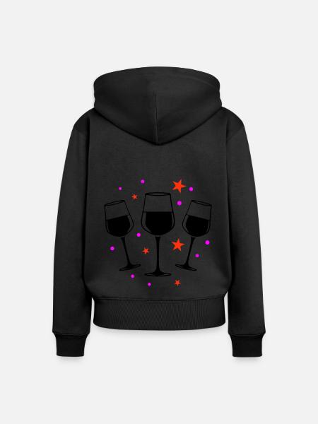 Weinglas Rotwein Symbol - Frauen Premium Bio Zip Hoodie - Schwarz