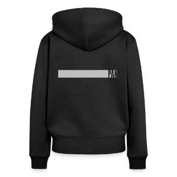 Pan - Pansexuell als Streifen - Frauen Premium Bio Zip Hoodie - Schwarz - Hinten - Julia (174cm)