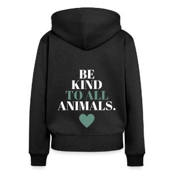 Be kind to all animals - Women's Premium Organic Zip Hoodie - black - Back - Julia (174cm)