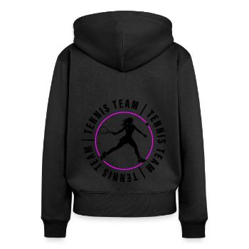 Joueur de club de l’équipe de tennis - Sweat à capuche zippé Premium bio Femme - noir - Dos - Julia (174cm)
