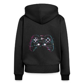 Controller Gaming - Frauen Premium Bio Zip Hoodie - Schwarz - Hinten - Julia (174cm)