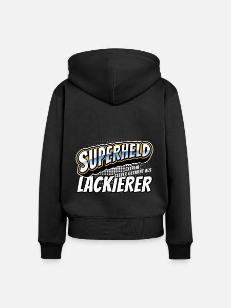 Superheld, clever getarnt als Lackierer - Frauen Premium Bio Zip Hoodie - Schwarz