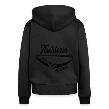 Tischlerin in Rente Rentenbeginn Tischlerei Frau - Frauen Premium Bio Zip Hoodie - Schwarz - Hinten - Julia (174cm)
