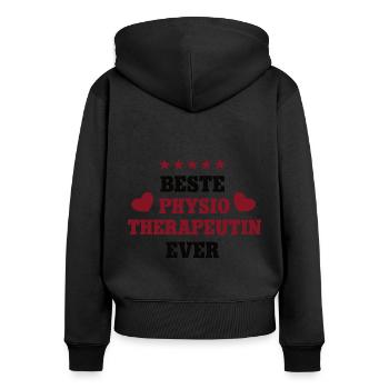 Beste Physiotherapeutin Frau Physiotherapie Physio - Frauen Premium Bio Zip Hoodie - Schwarz - Hinten - Julia (174cm)