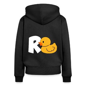 Pension, Retraité, Retraité, Canard, Cadeau, Collègue, Fun - Sweat à capuche zippé Premium bio Femme - noir - Dos - Julia (174cm)