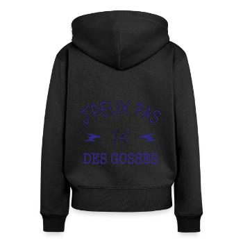 J'peux pas j'ai des gosses - Sweat à capuche zippé Premium bio Femme - noir - Dos - Julia (174cm)