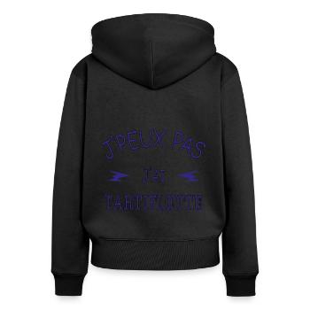 J'peux pas j'ai tartiflette - Sweat à capuche zippé Premium bio Femme - noir - Dos - Julia (174cm)