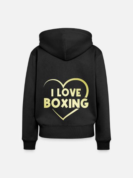 Ich liebe Boxen - Frauen Premium Bio Zip Hoodie - Schwarz