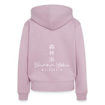 Shinrin yoku - Waldbaden - Waldmeditation - Frauen Premium Bio Zip Hoodie - Altrosa - Hinten - Julia (174cm)