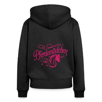 Pferdemädchen - Mädchen liebt Pferde - Frauen Premium Bio Zip Hoodie - Schwarz - Hinten - Julia (174cm)