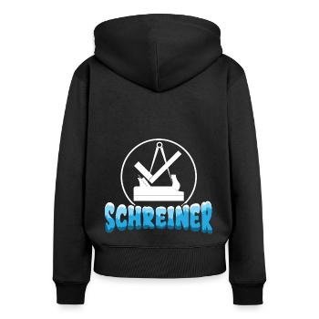 Zunftzeichen Schreiner Geselle - Frauen Premium Bio Zip Hoodie - Schwarz - Hinten - Julia (174cm)