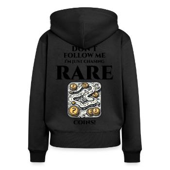 Münzsammler Sammler Numismatischer Numismatiker - Frauen Premium Bio Zip Hoodie - Schwarz - Hinten - Julia (174cm)