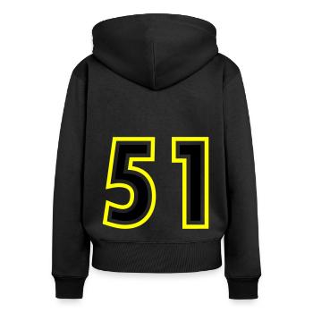 51 Zahl College - Frauen Premium Bio Zip Hoodie - Schwarz - Hinten - Julia (174cm)