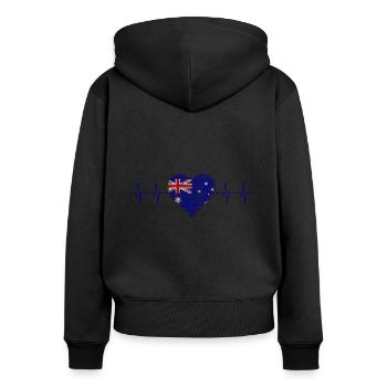 Australia, Down Under - Frauen Premium Bio Zip Hoodie - Schwarz - Hinten - Julia (174cm)