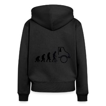 Unimog Evolution - Offroad - Farben editierbar - Frauen Premium Bio Zip Hoodie - Schwarz - Hinten - Julia (174cm)