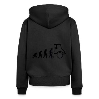 Unimog Evolution - Offroad - Farben editierbar - Frauen Premium Bio Zip Hoodie - Schwarz - Hinten - Julia (174cm)