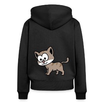 Cat Comic Animal - Women's Premium Organic Zip Hoodie - black - Back - Julia (174cm)