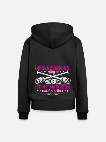 Ruder Mädchen Rudersport - Frauen Premium Bio Zip Hoodie - Schwarz