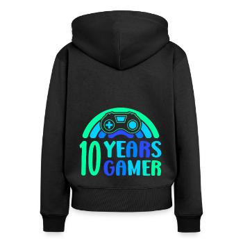 10. Geburtstag Junge 10 Jahre Controller Gaming - Frauen Premium Bio Zip Hoodie - Schwarz - Hinten - Julia (174cm)