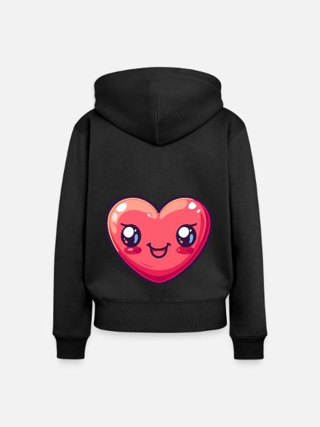 Herz Liebe Love - Frauen Premium Bio Zip Hoodie - Schwarz